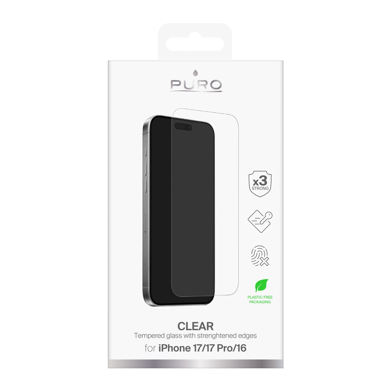 Puro Standard härdat glas för iPhone 17 / iPhone 17 Pro / iPhone 16, bild 2
