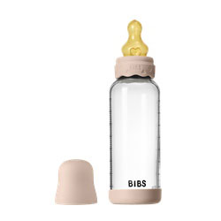 BIBS Glass Boheme Baby Bottle Round Latex 240 ml Medium Flow Blush, bild 3
