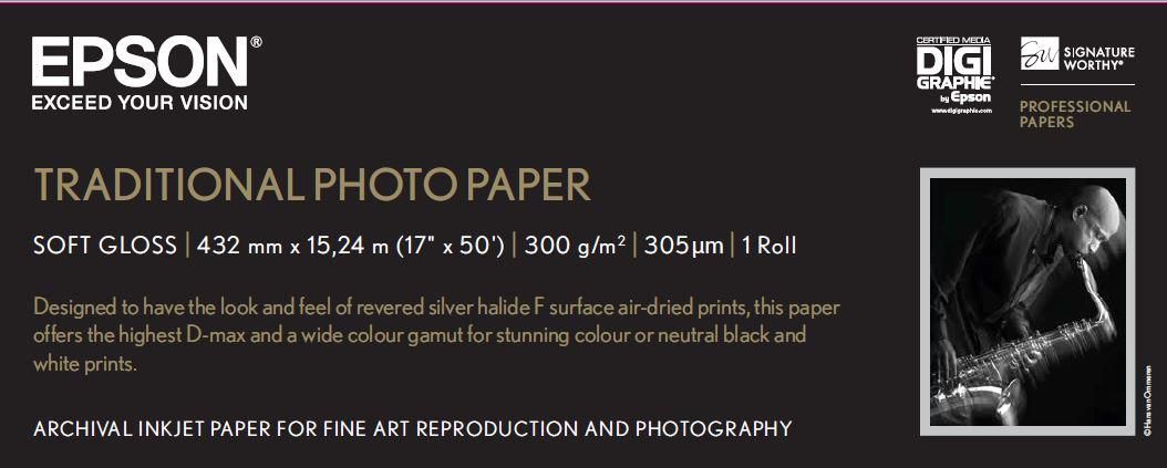Epson Traditional Photo Paper, 17"/432mm, 300g/m2, rulle 15 meter, bild 2