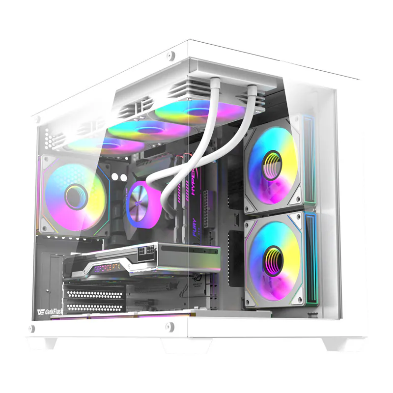 Darkflash B275 PRO Computer Case + 6 Fans - Chassi - Vit
