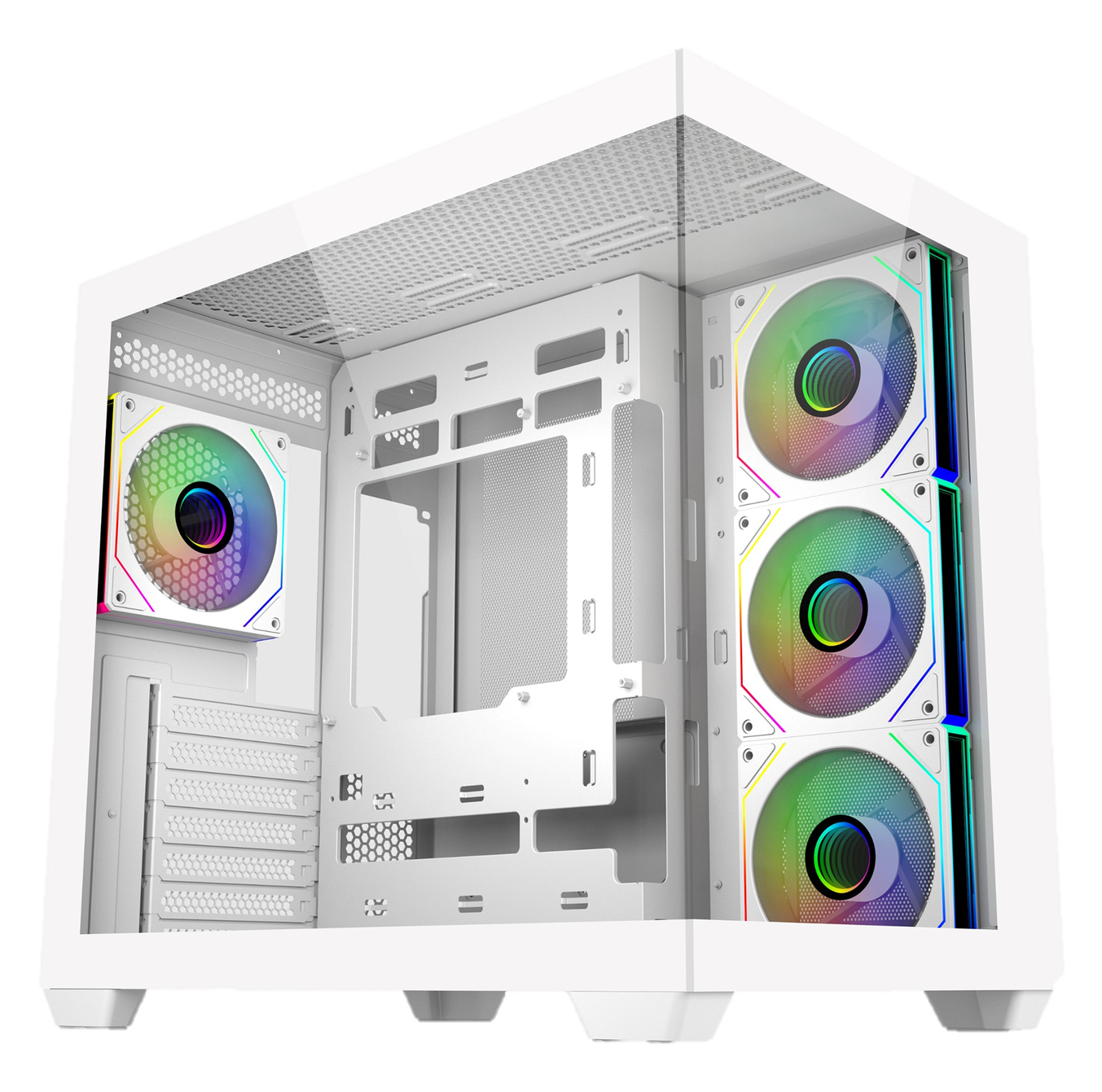 Cooler Master Elite 681, TG, 4x120mm ARGB-fläktar, ATX - Vit, bild 3