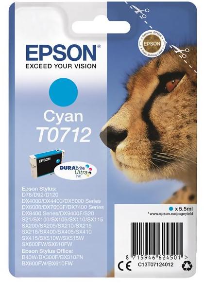 Epson Stylus D78/D120/DX4000/DX5000/DX5050/DX6000/SX600 Cyan (T0712)