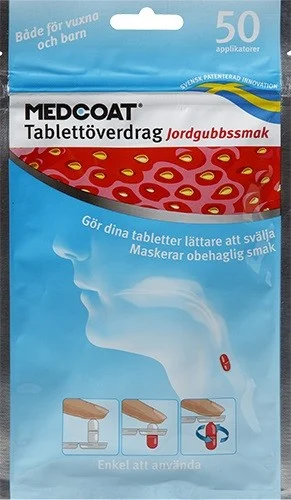 Medcoat, tablettöverdrag, jordgubbsmak, 50 styck