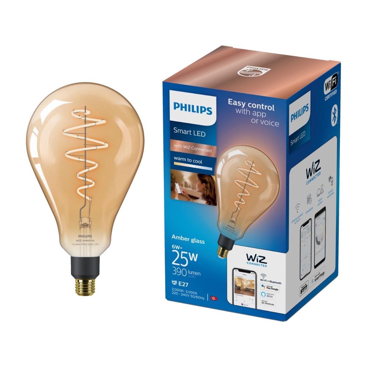 Philips Amb Filament smart lampa 6W PS160 E27