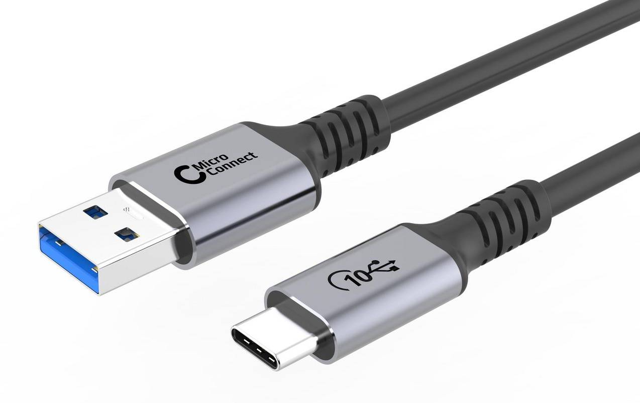 USB-kabel MicroConnect Premium USB-A till USB-C, 10Gbps, USB 3.2 Gen.2, 60W, 0,25m - Svart, bild 2
