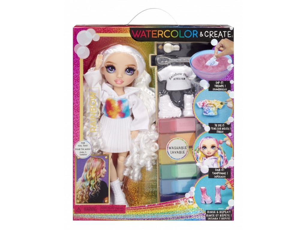 MGA Rainbow High vattenfärg & create docka med lila ögon (507581)