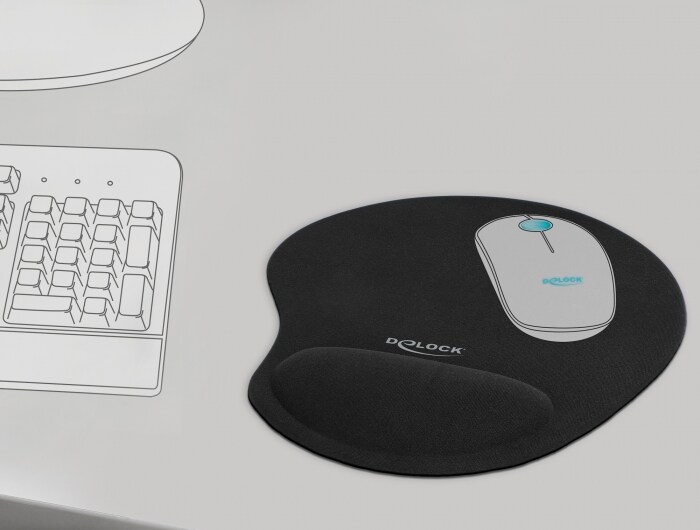Delock ergonomisk musmatta med handledsstöd – svart, bild 3