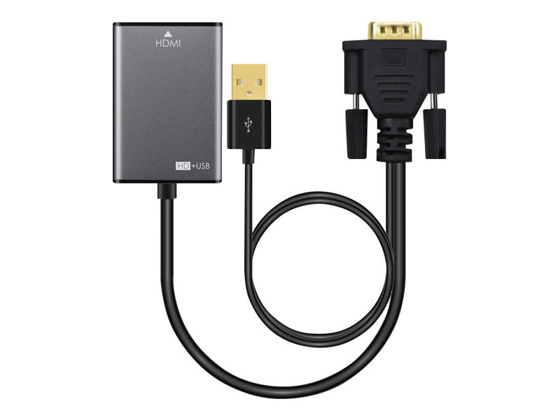 MicroConnect - HDMI-adapter - USB, HD-15 (VGA) till HDMI hona - 15 cm - svart - aktiv, stöd för 1080p