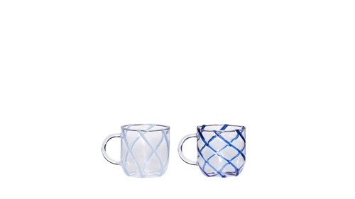 Hübsch - Kiosk Glass Mugs Swirl - Blue - 9x13xh10cm, bild 3