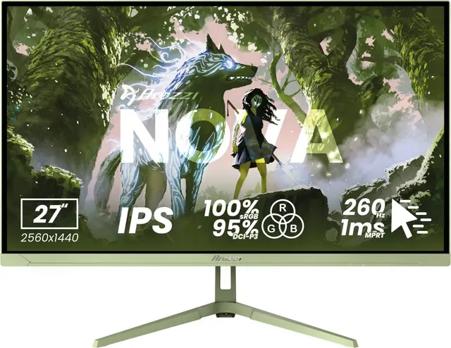 Arozzi Nova 27" QHD/IPS/260Hz/1ms gamingskärm (grön), bild 2