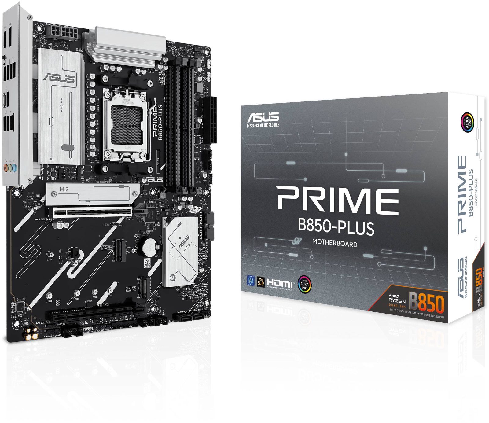 Asus PRIME B850-PLUS-CSM, AMD AM5, ATX, 4xDDR5, 2xPCI Express, 3xM.2 + SATA3 RAID, HDMI/DP, USB-C, 2.5Gbe LAN, Aura Sync RGB, bild 3