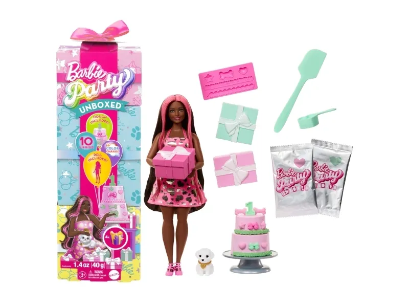 Barbie - Party Unboxed Mörk brunett docka