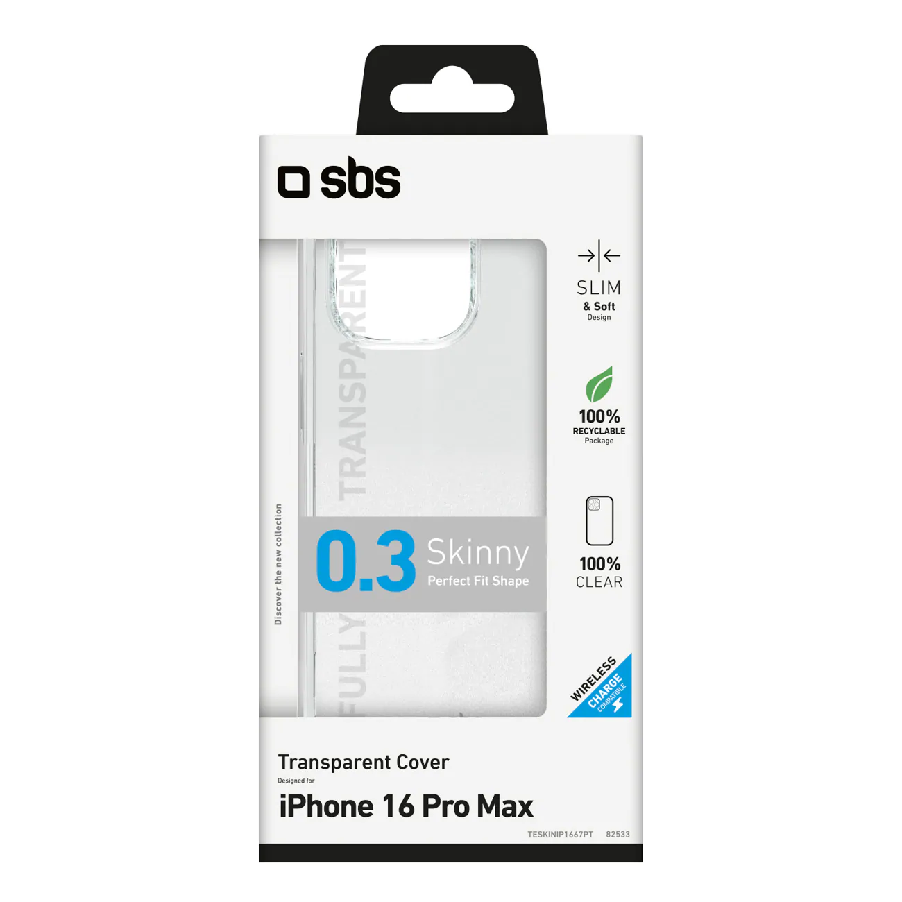 SBS TESKINIP1667PT, Mobilskal, Apple, iPhone 16 Pro Max, 17,5 cm (6.9), Transparent, bild 2
