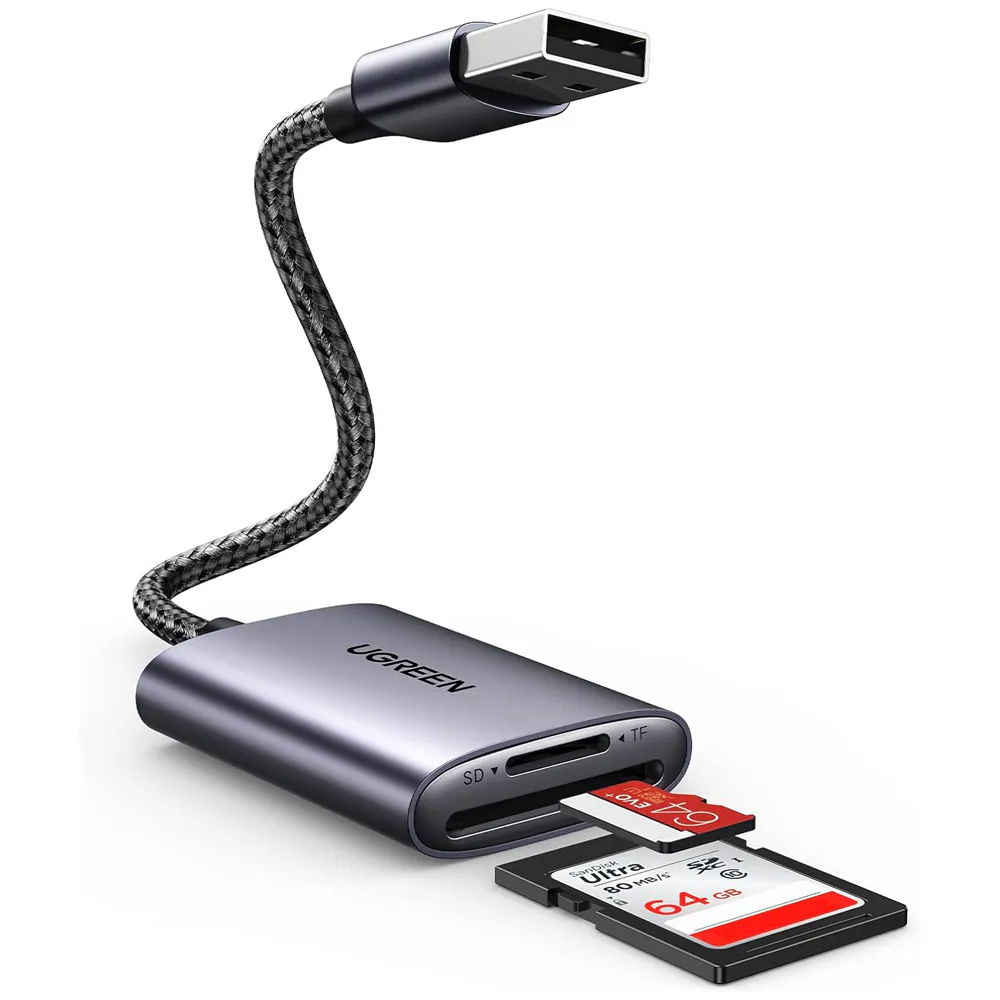 Ugreen 80888, MicroSD (TransFlash), SD, Svart, Metallisk, 100 Mbit/s, USB 3.2 Gen 1 (3.1 Gen 1) Type-C, 34 mm, 56,1 mm