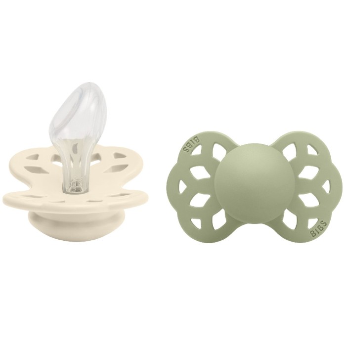 BIBS Pacifier Infinity Anatomical Silicone Ivory/Sage Size 2 2 st