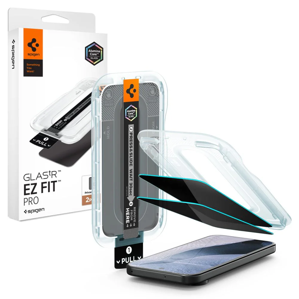Spigen Glas.tR EZ Fit Pro HD, 2-pack integritetsskyddande härdat glas till Google Pixel 10/11
