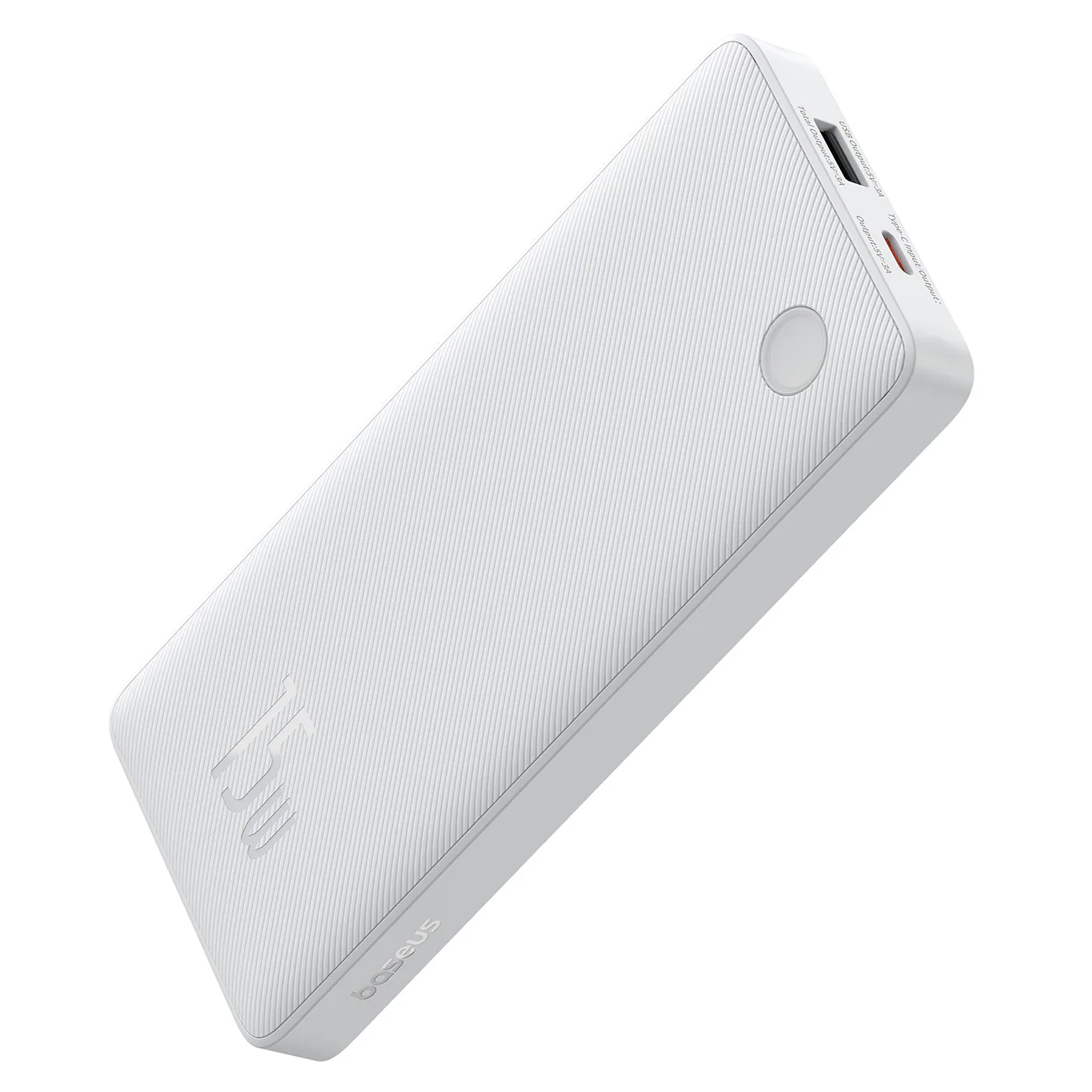 Baseus Airpow Lite 10 000 mAh 15 W powerbank med Baseus Simple USB-A–USB-C-kabel (30 cm) – vit
