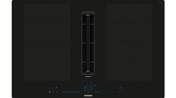 Siemens EX807NX68E induktionshäll 80 cm, 4 zoner, integrerad fläkt, svart