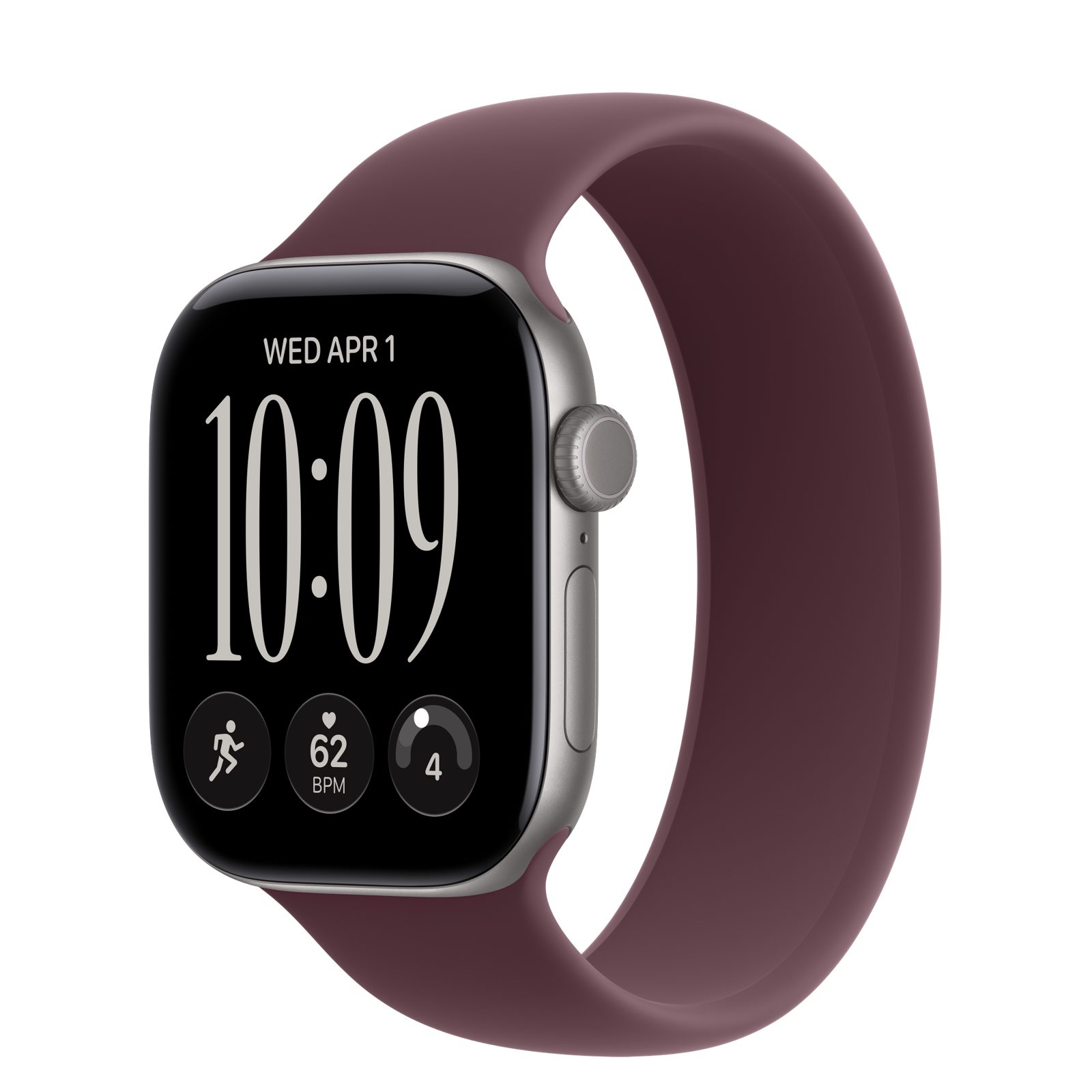 Apple Watch Series 12 (GPS + Cellular) • Aluminiumboett rymdgrå, 42 mm • Sololoop bourgogne