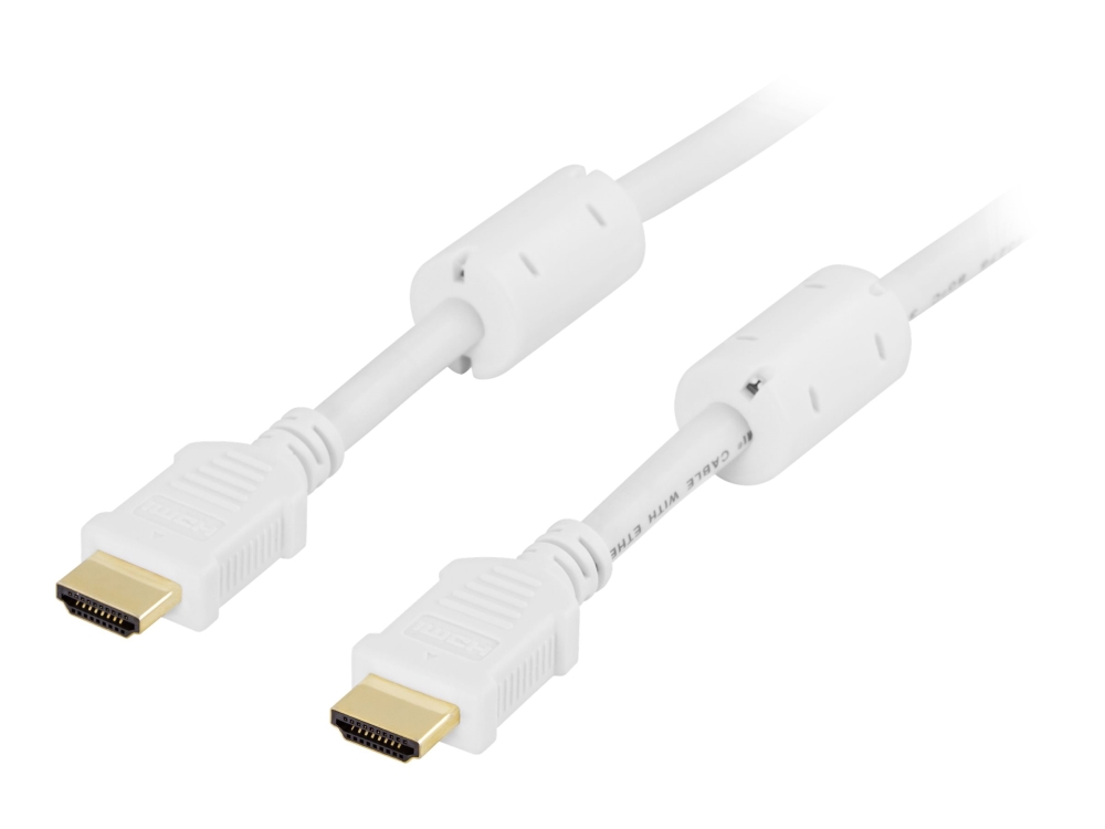 DELTACO HDMI-1030A - HDMI-kabel med Ethernet - HDMI hane till HDMI hane - 3 m - vit, bild 2