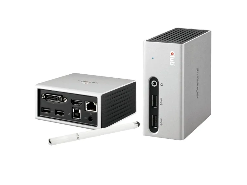 Club 3D SenseVision USB 3.0 4K Mini Docking Station - Dockningsstation - USB - DVI, HDMI - 1GbE