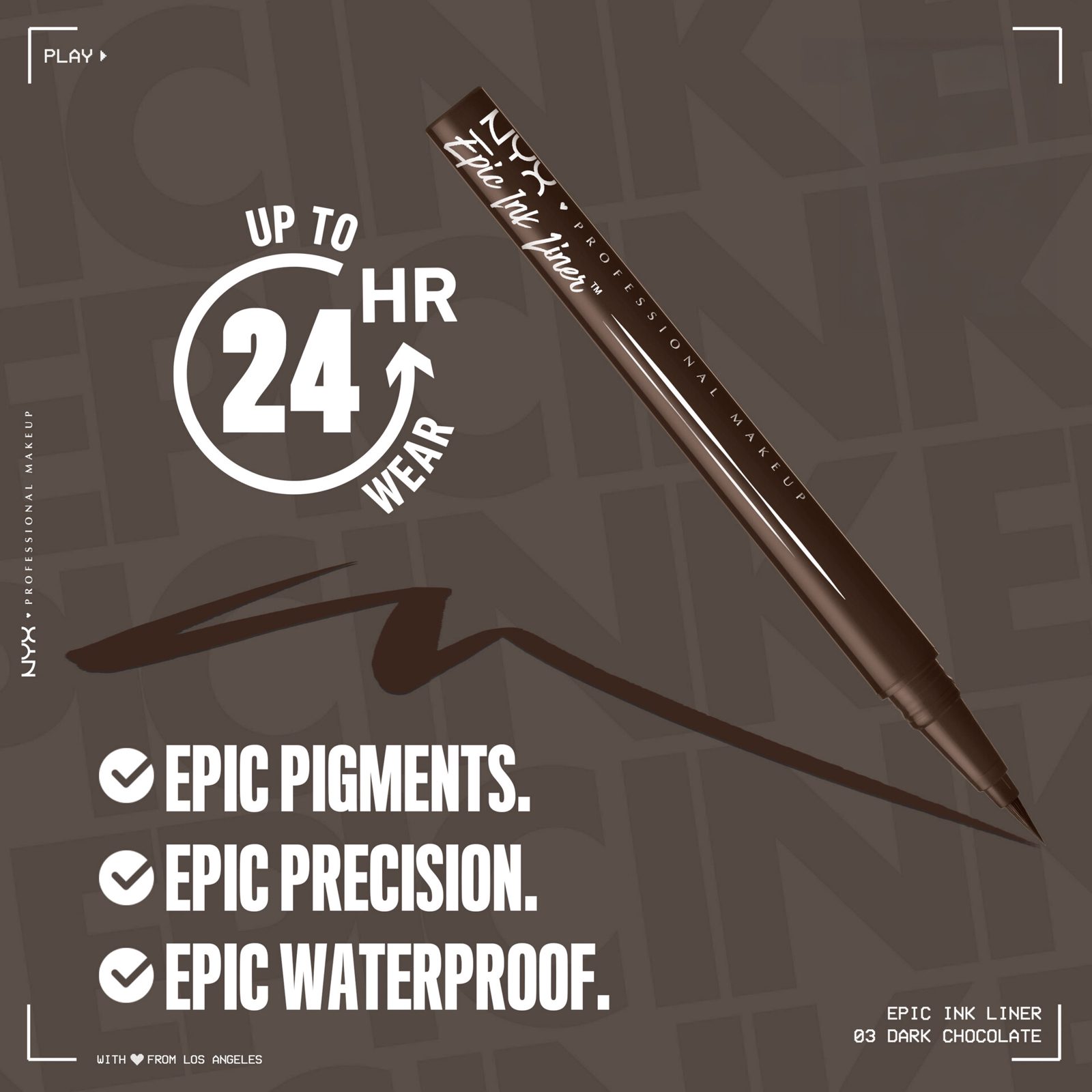 NYX Professional Makeup Epic Ink 03 Dark Chocolate Waterproof Eyeliner 1 ml, bild 3