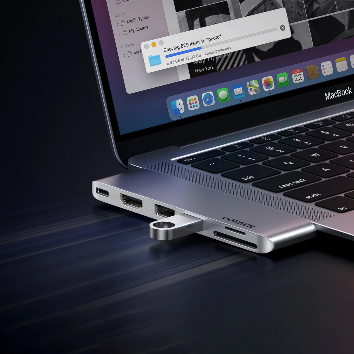 HUB Ugreen CM380 2xUSB-C – HDMI/2xUSB 3.0/SD TF/USB-C PD – grå, bild 5