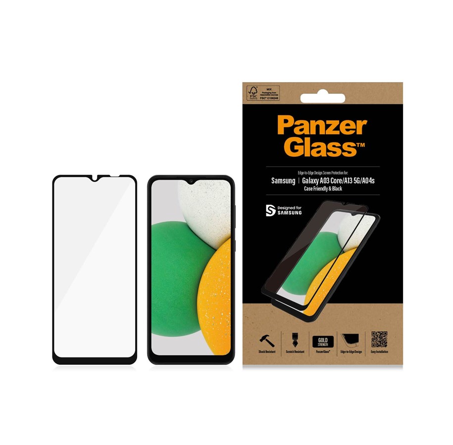 PanzerGlass Samsung Galaxy A03 Core/A13 5G/A04S skärmskydd, svart