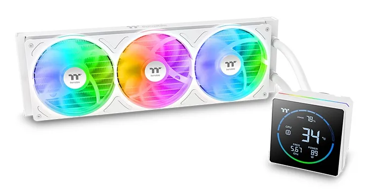 Thermaltake TH360-S V3 ARGB, Allt-i-ett vätskekylare, 12 cm, 500 RPM, 2500 RPM, Svart, Vit