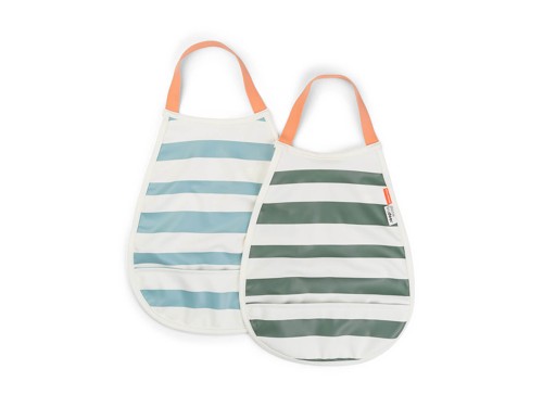 Done by Deer - Pull-over bib 2-pack - Stripes Blue/Green - 35 x 26,5 cm, bild 2