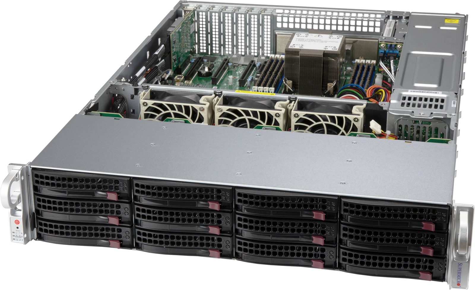 Supermicro CSE-826BAC12-R802LPB, 19" rack 2U, E-ATX, 12x3.5" SAS/SATA. 2x800W nätagg, bild 2
