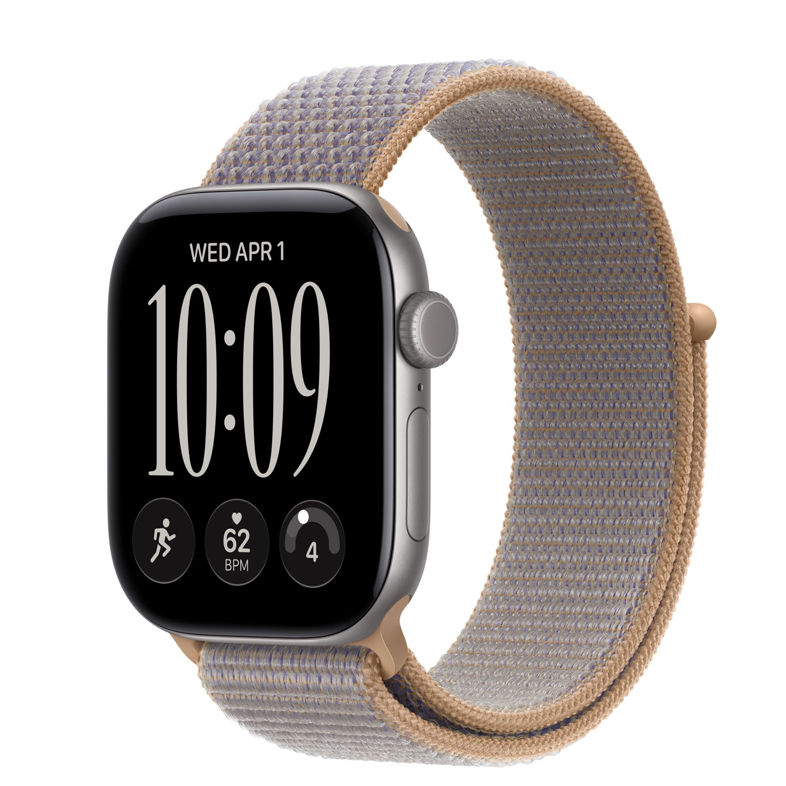 Apple Watch Series 12 (GPS + Cellular) • Aluminiumboett rymdgrå, 42 mm • Sportloop chambrayblå