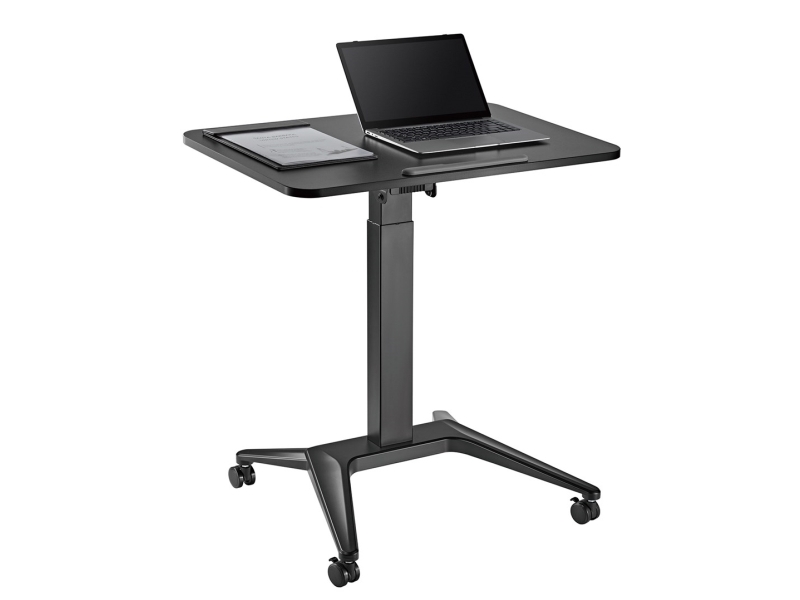 Maclean MC-453 mobilt laptopbord med pneumatisk höjdjustering, bord med hjul, 80 x 52 cm, max 8 kg, justerbar höjd max 109 cm (svart)