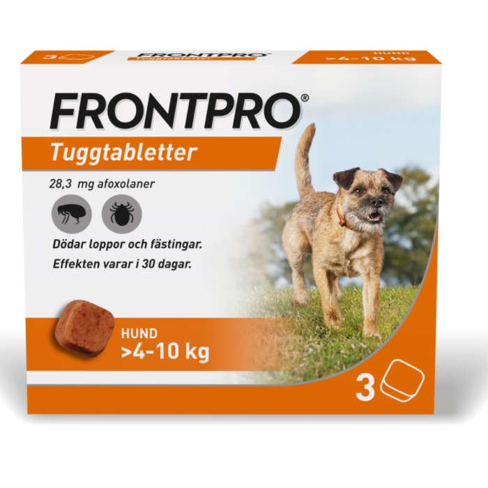 Frontpro 28,3 mg tuggtabletter för hund 4-10 kg 3 st