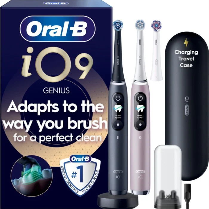 Oral-B iO9 Duo Edition eltandborste, Black Onyx & Rose Quartz
