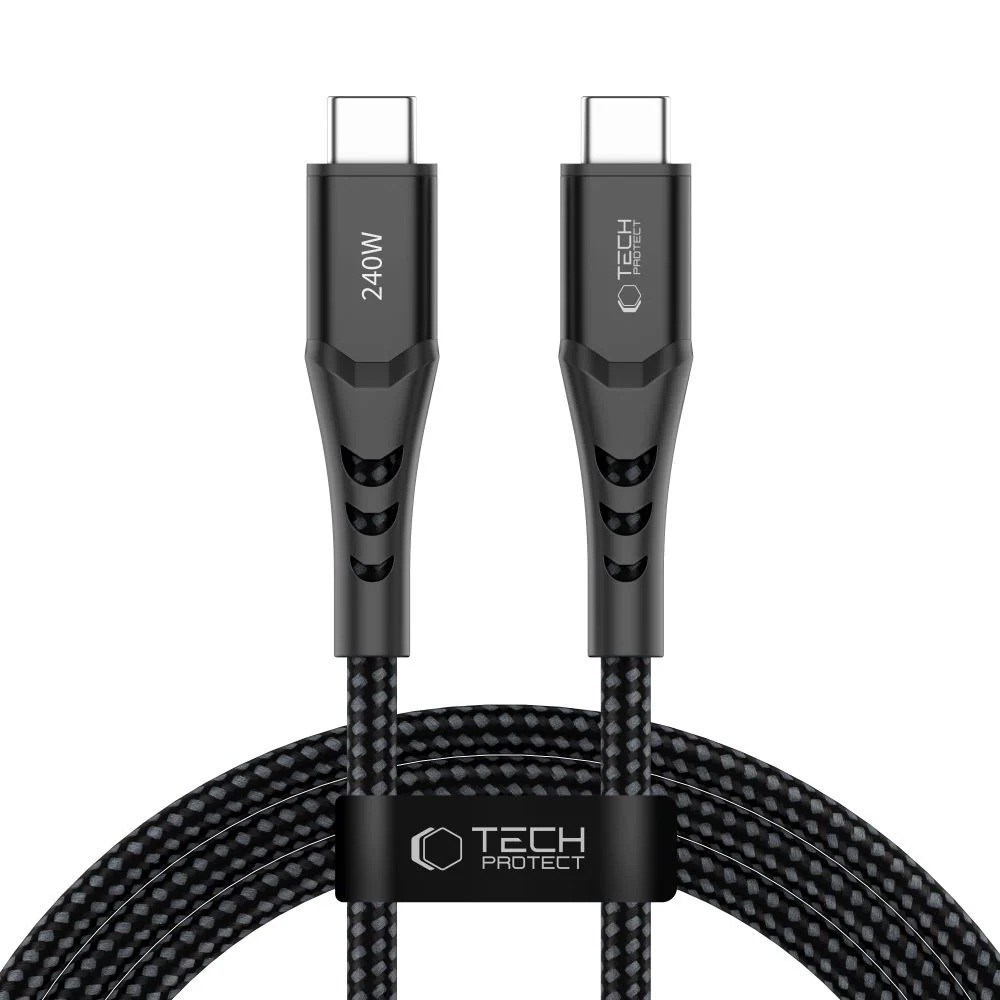 Tech-Protect Ultraboost UB11T USB-C / USB-C PD 240 W / QC3.0-kabel 200 cm – Svart