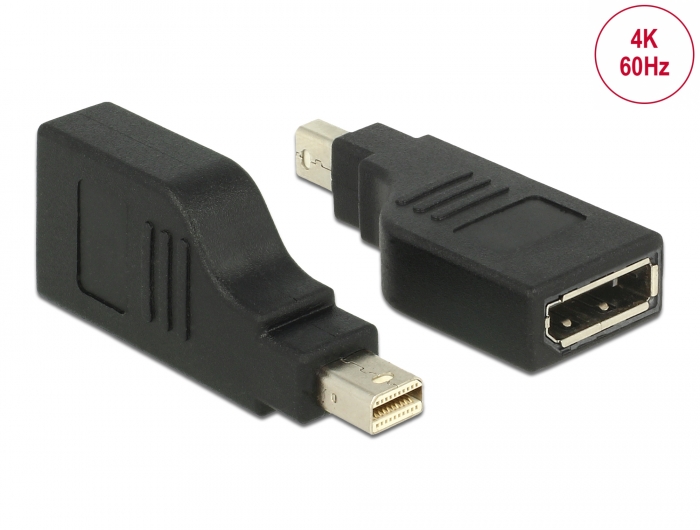 Adapter Mini DisplayPort hane till DisplayPort hona, vinklad 90°, 4K@60Hz, bild 3