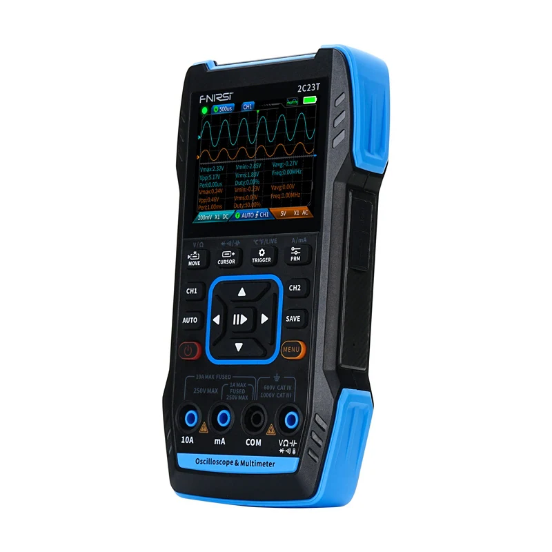 Bärbart 3-i-1-oscilloskop med multimeter och signalgenerator, 10 MHz