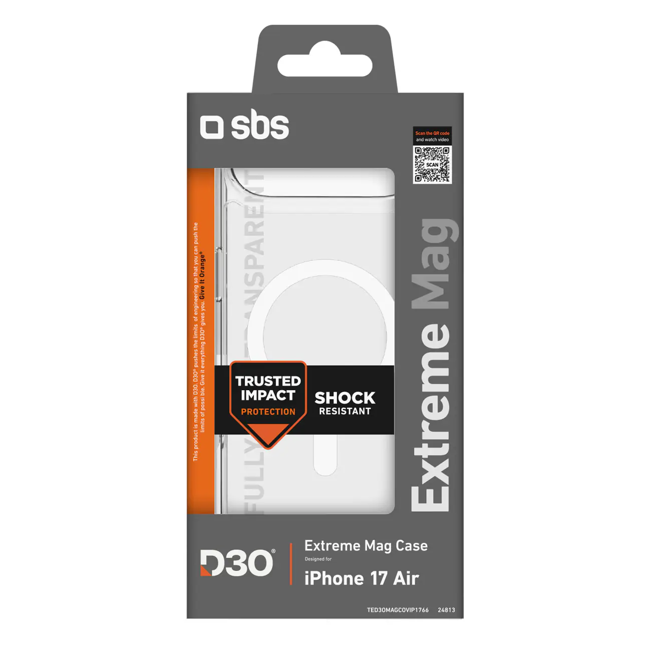 SBS TECAMGLIP1766, Apple, iPhone 17 Air, Stötsäker, Reptålig, Transparent, 1 styck, bild 2