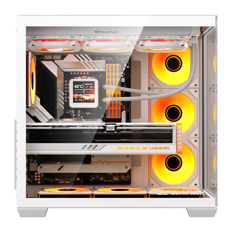 Darkflash C280 Computer Case + 7 Fans - Chassi - Vit, bild 4