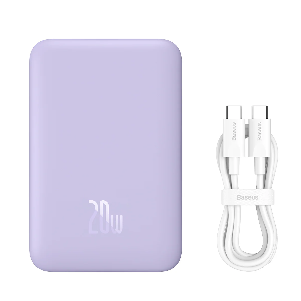 Baseus Magnetisk mini-induktiv powerbank 10000mAh 20W - Lila + USB-C - USB-C-kabel, bild 5