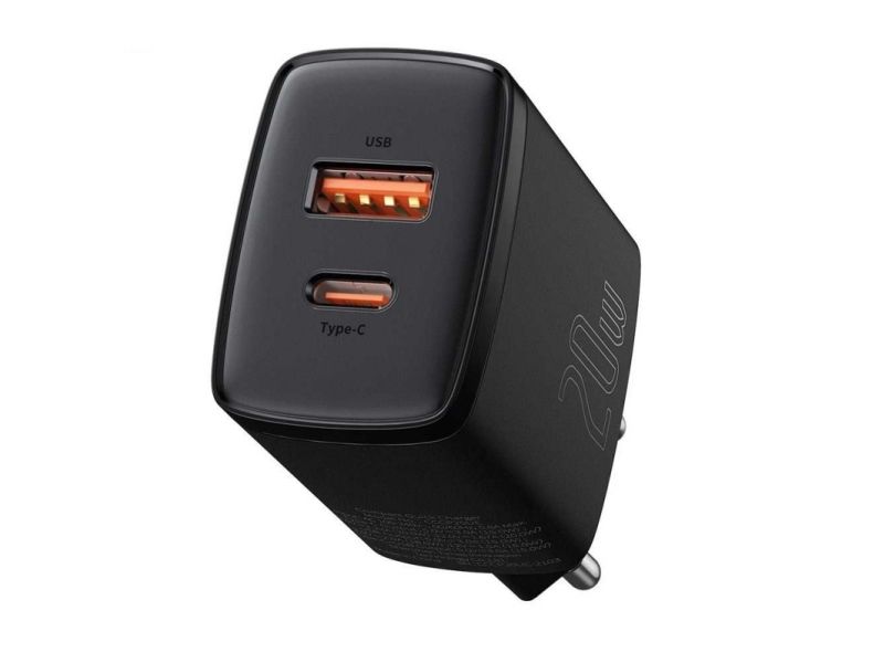 Baseus Kompakt Snabbladdare USB-C/USB-A 20W PD - Svart, bild 3