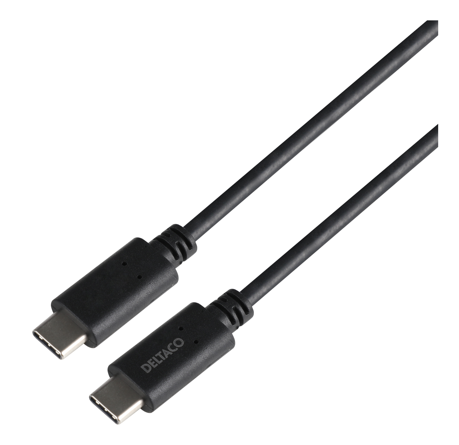USB4-kabel Gen3 Typ C ha till C ha, 0,8 meter, 240W PD, 40 Gbps, LSZH, Deltaco - Svart, bild 3
