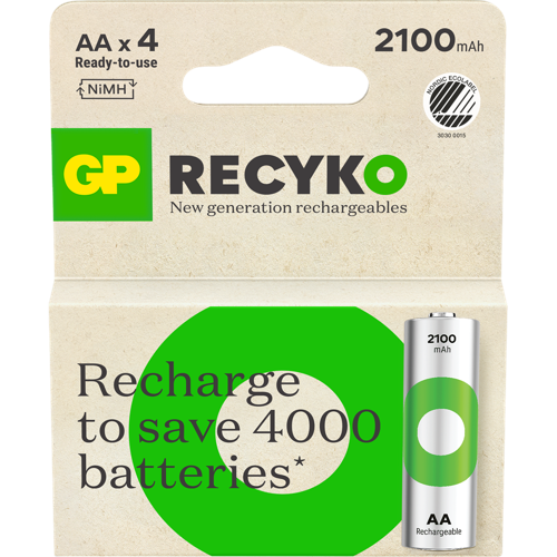 GP ReCyko AA-batteri, 2100 mAh, 4-pack, bild 3