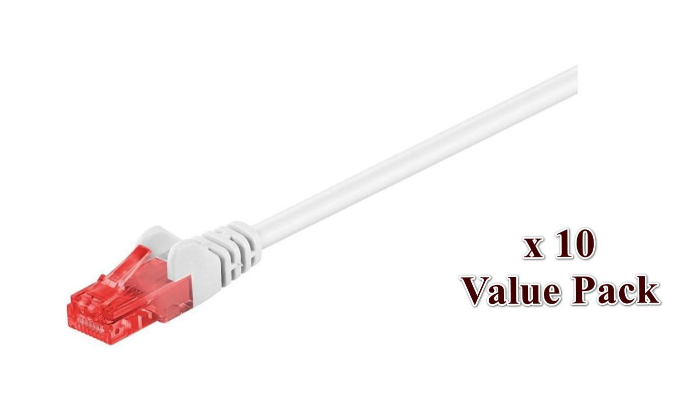 Nätverkskabel oskärmad Cat6, MicroConnect, 2 meter, 10-pack - Vit, bild 2