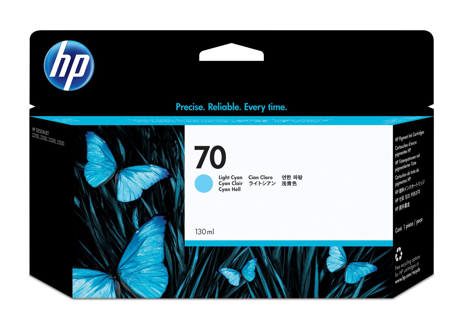 HP nr 70 Ljus Cyan (C9390A), 130 ml, DesignJet Z2100/Z3100, bild 3