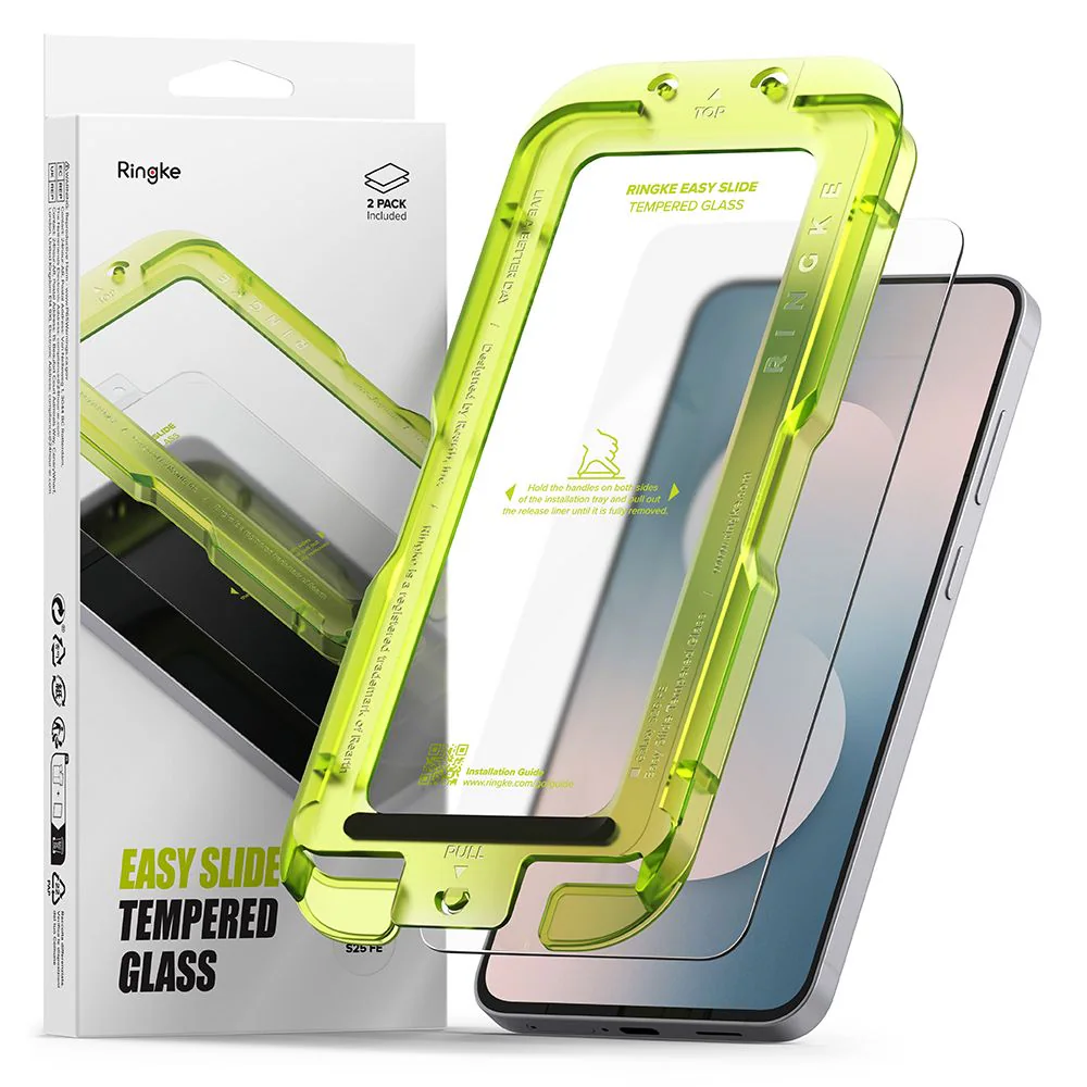 Ringke Easy Slide härdat glas, 2-pack för Samsung Galaxy S25 FE