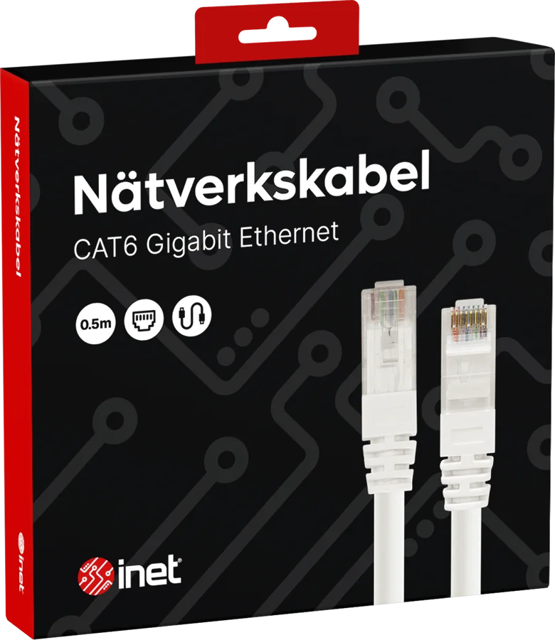 Inet Nätverkskabel Cat6 Vit 0.5 m