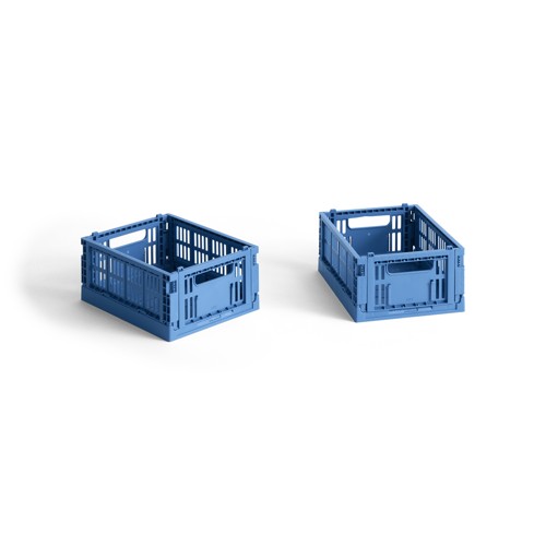 HAY - Set med 2 Colour Crate Mini Förvaringslådor (Elektriskt Blå)