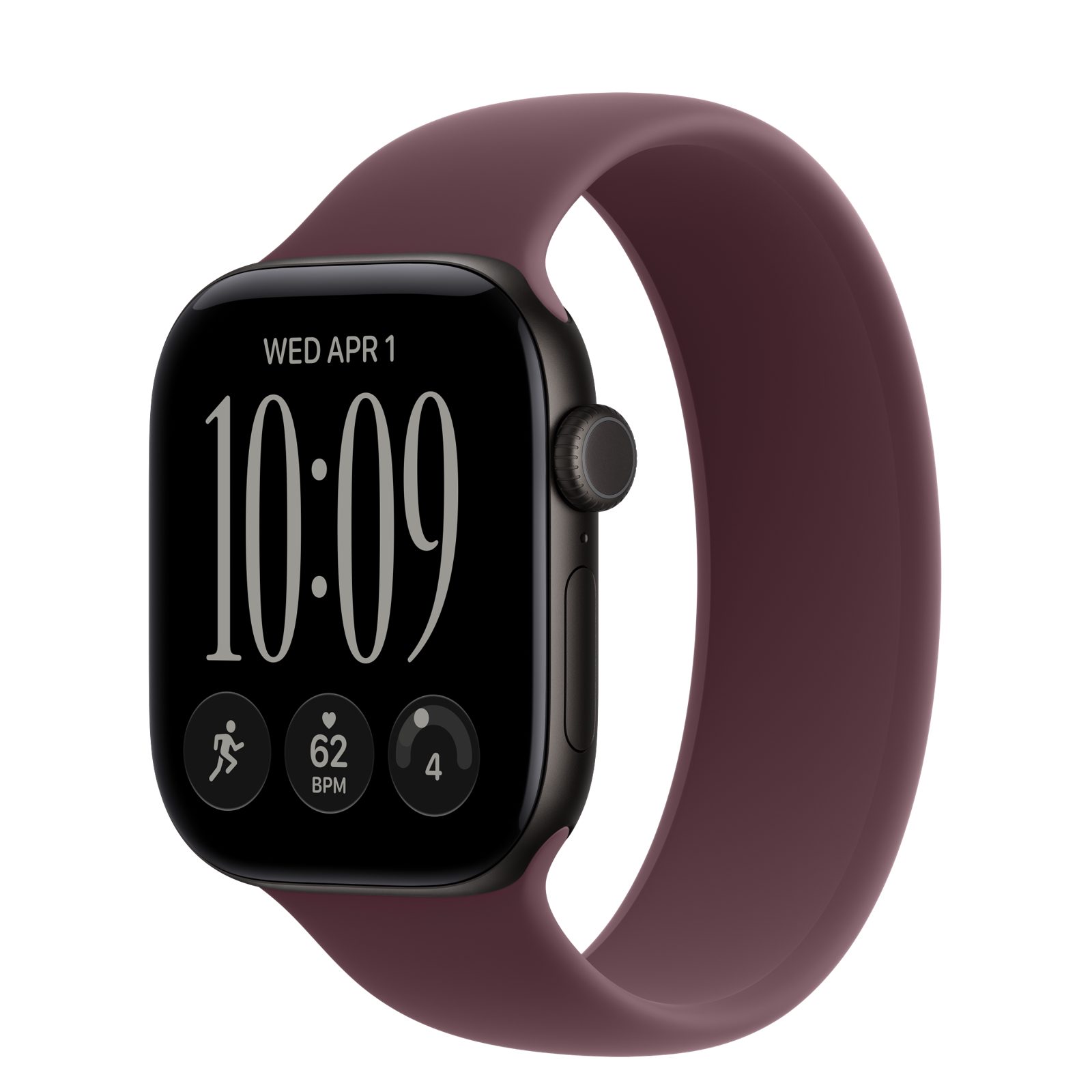 Apple Watch Series 12 (GPS + Cellular) • Aluminiumboett svart, 42 mm • Sololoop bourgogne